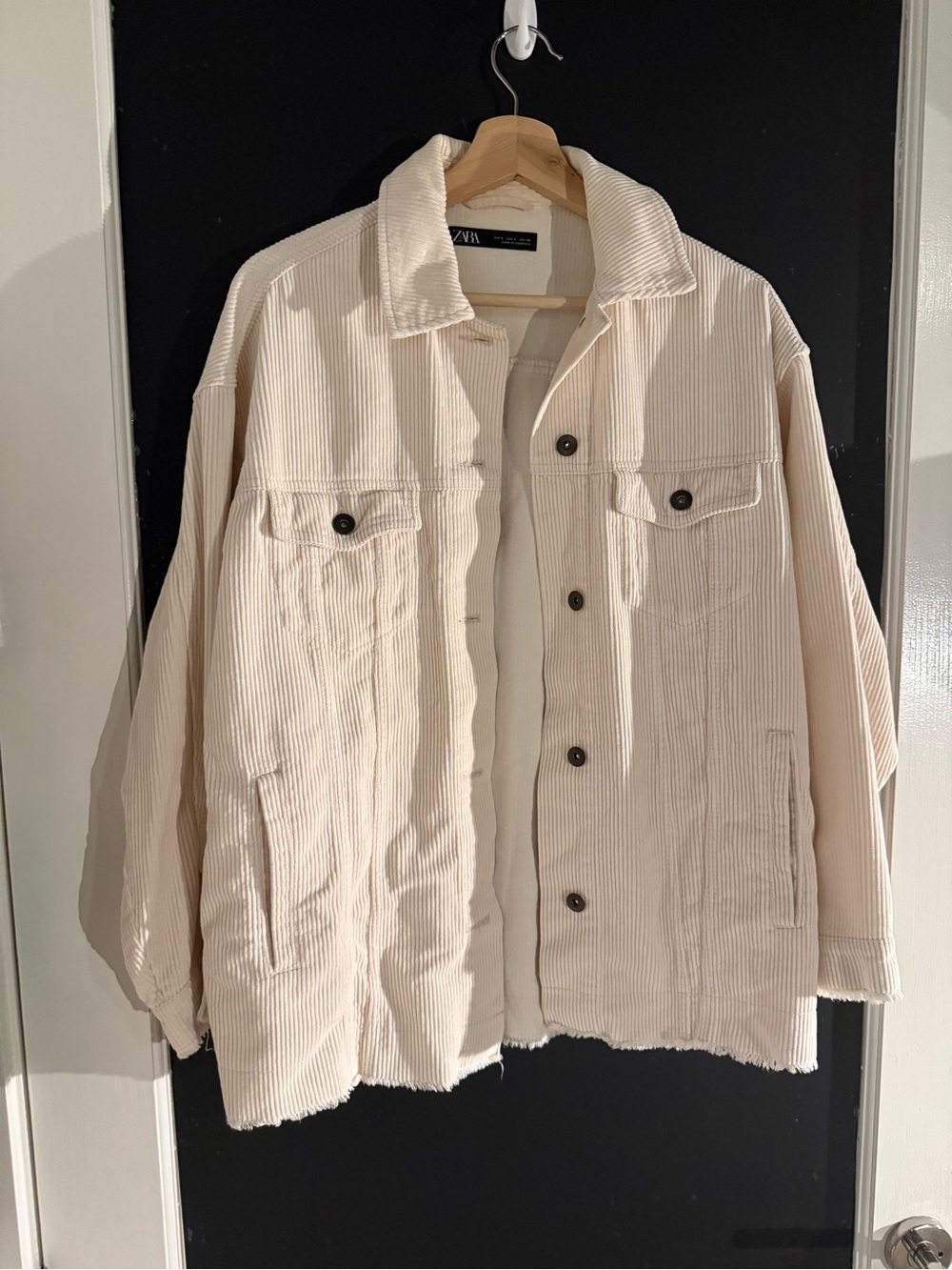 Zara Cream Corduroy Button-Up Jacket